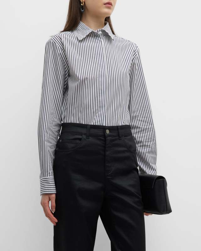 Striped Poplin Button-Down Shirt